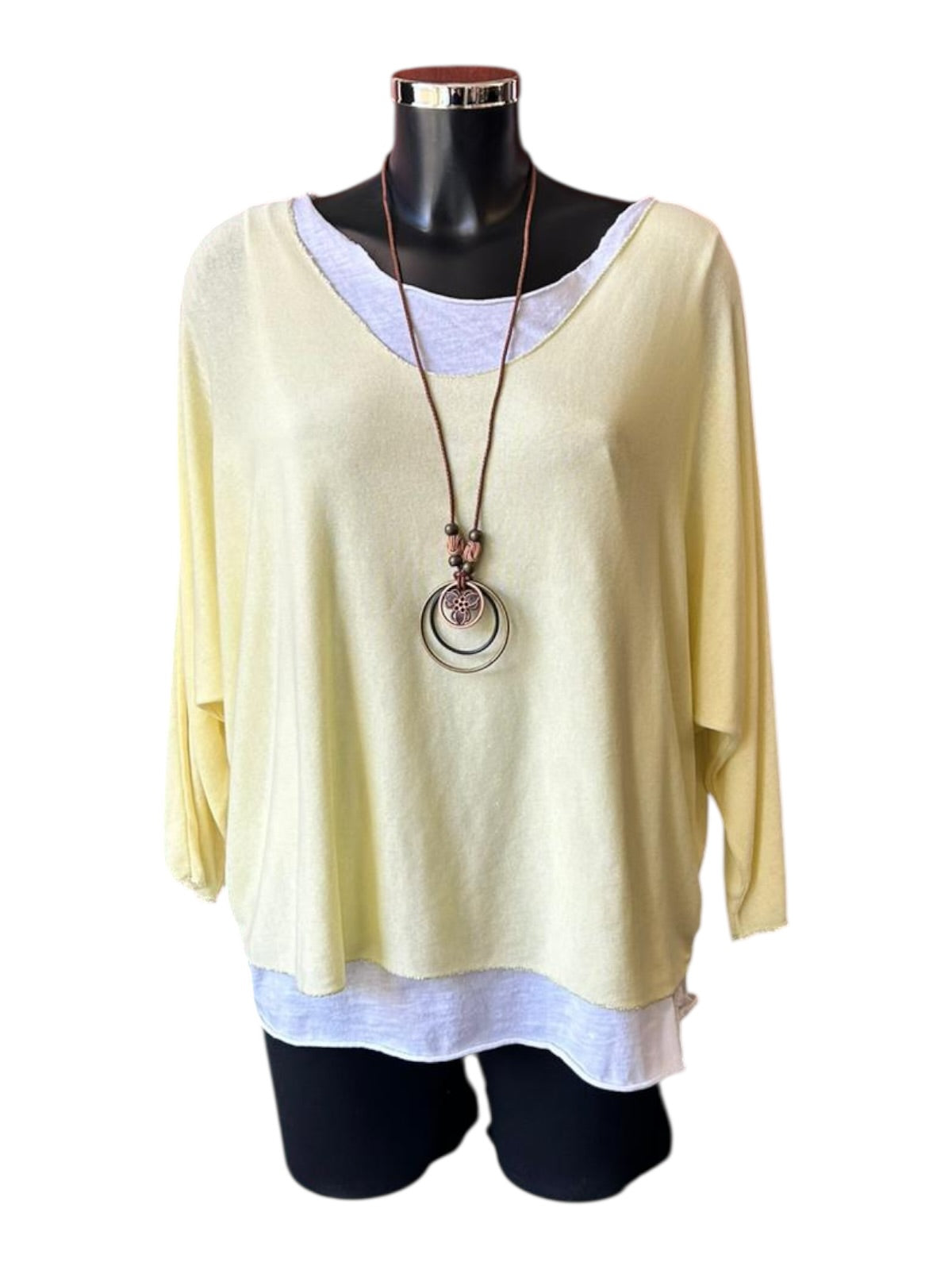 Anya 3 piece layered top set - Lemon