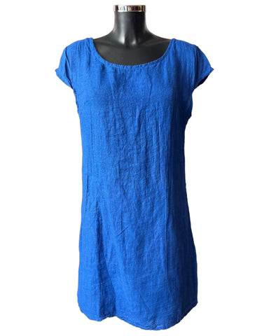 Jasmine linen shift dress - Cobalt