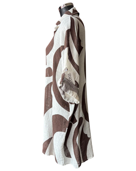 Nina brown print oversized shirt