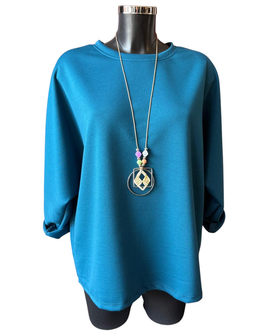 Jasmine soft touch necklace top - Teal