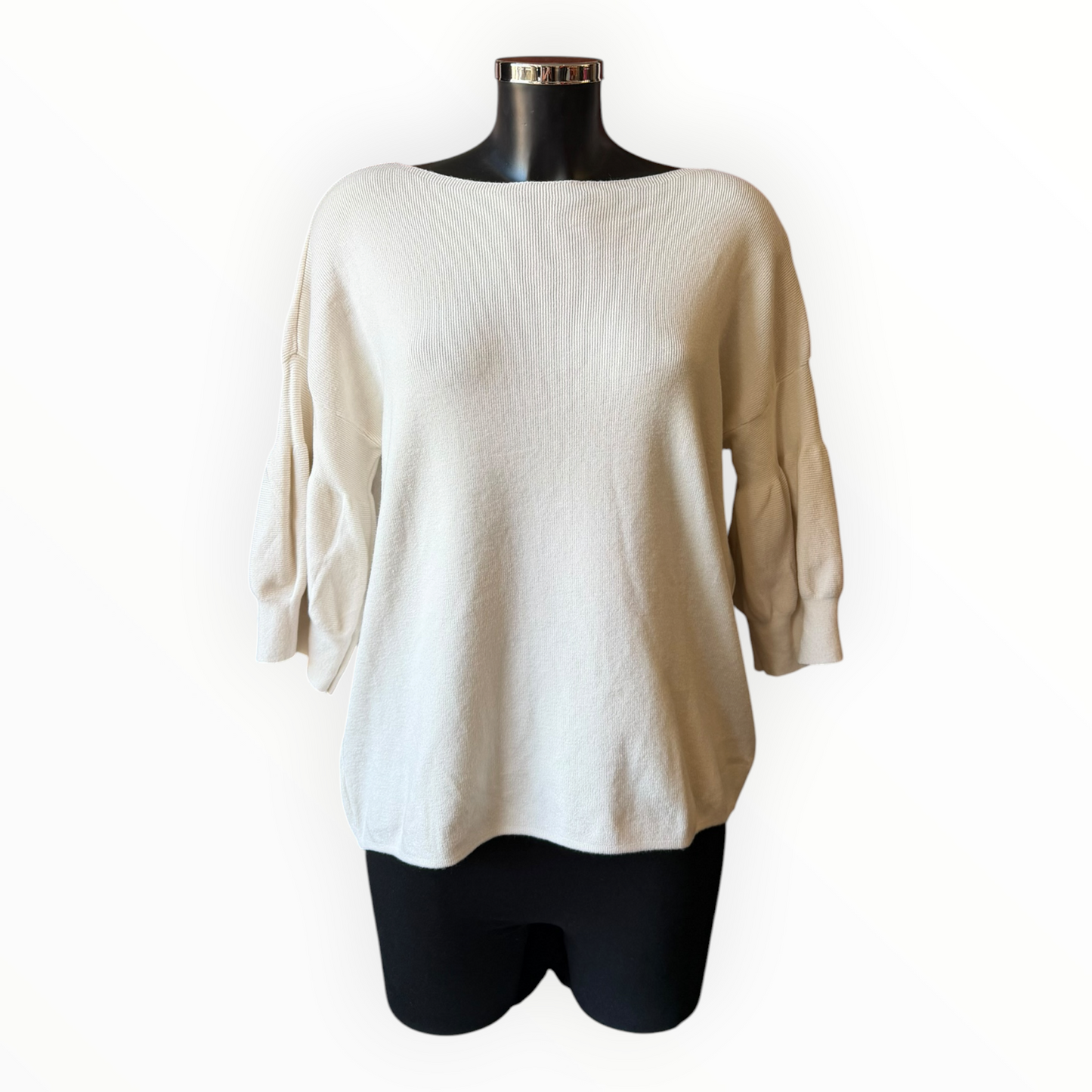 Adele ribbed sleeve jumper - Cream