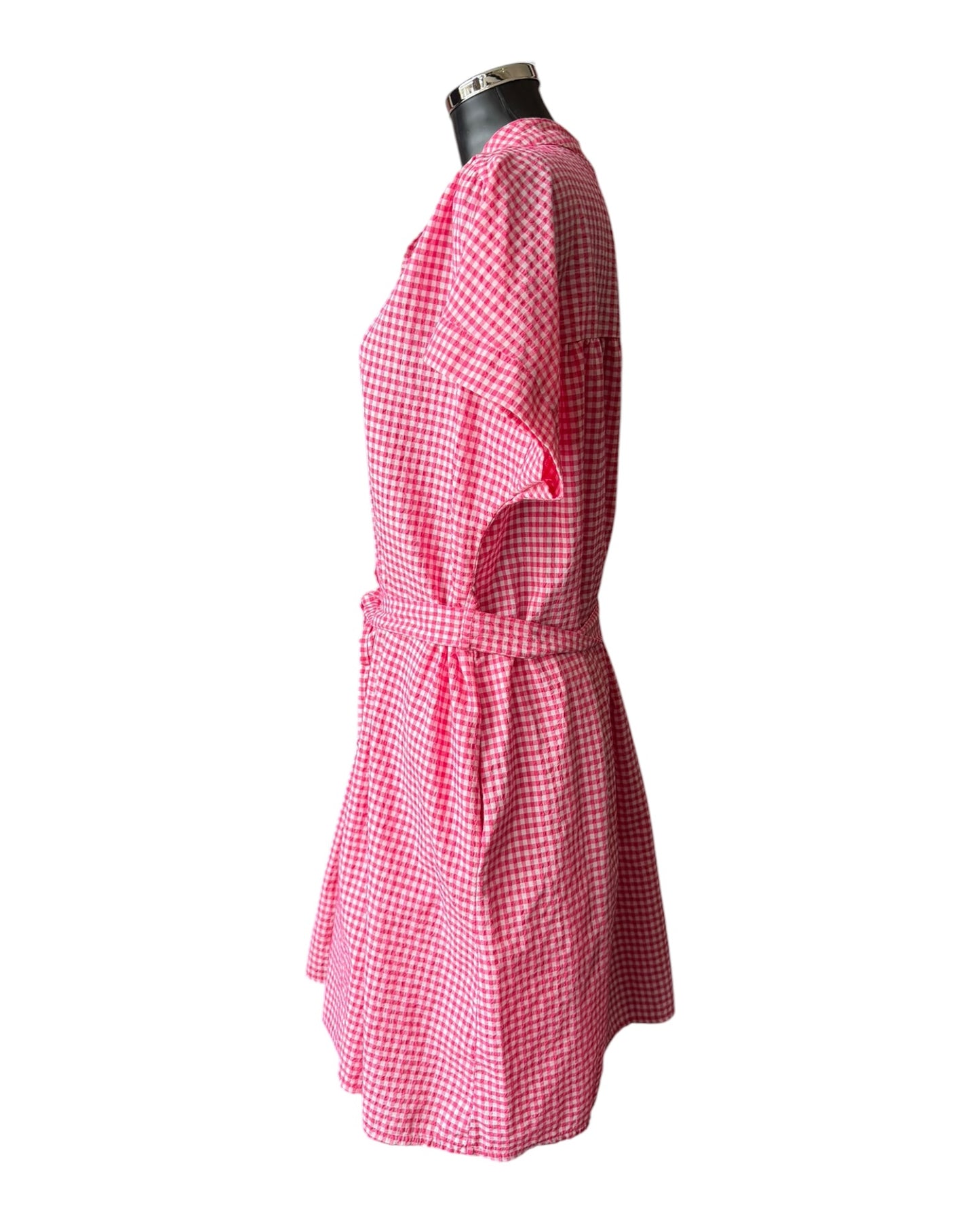 Gia gingham check short shirt dress - Raspberry