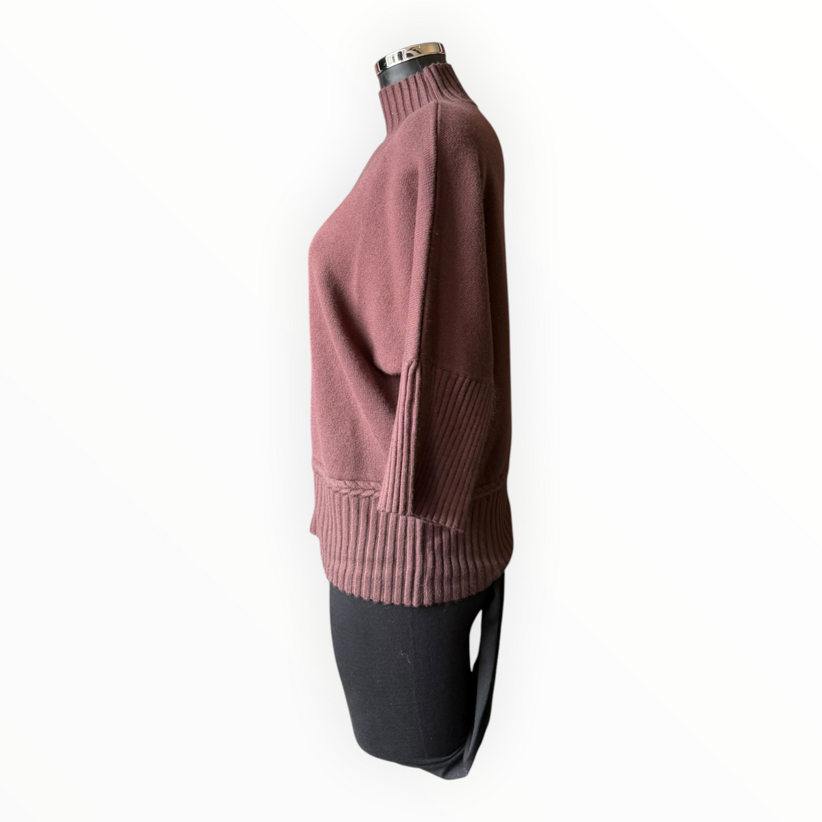 Abigail ribbed neck, hem & cuffs jumper - Chocolate