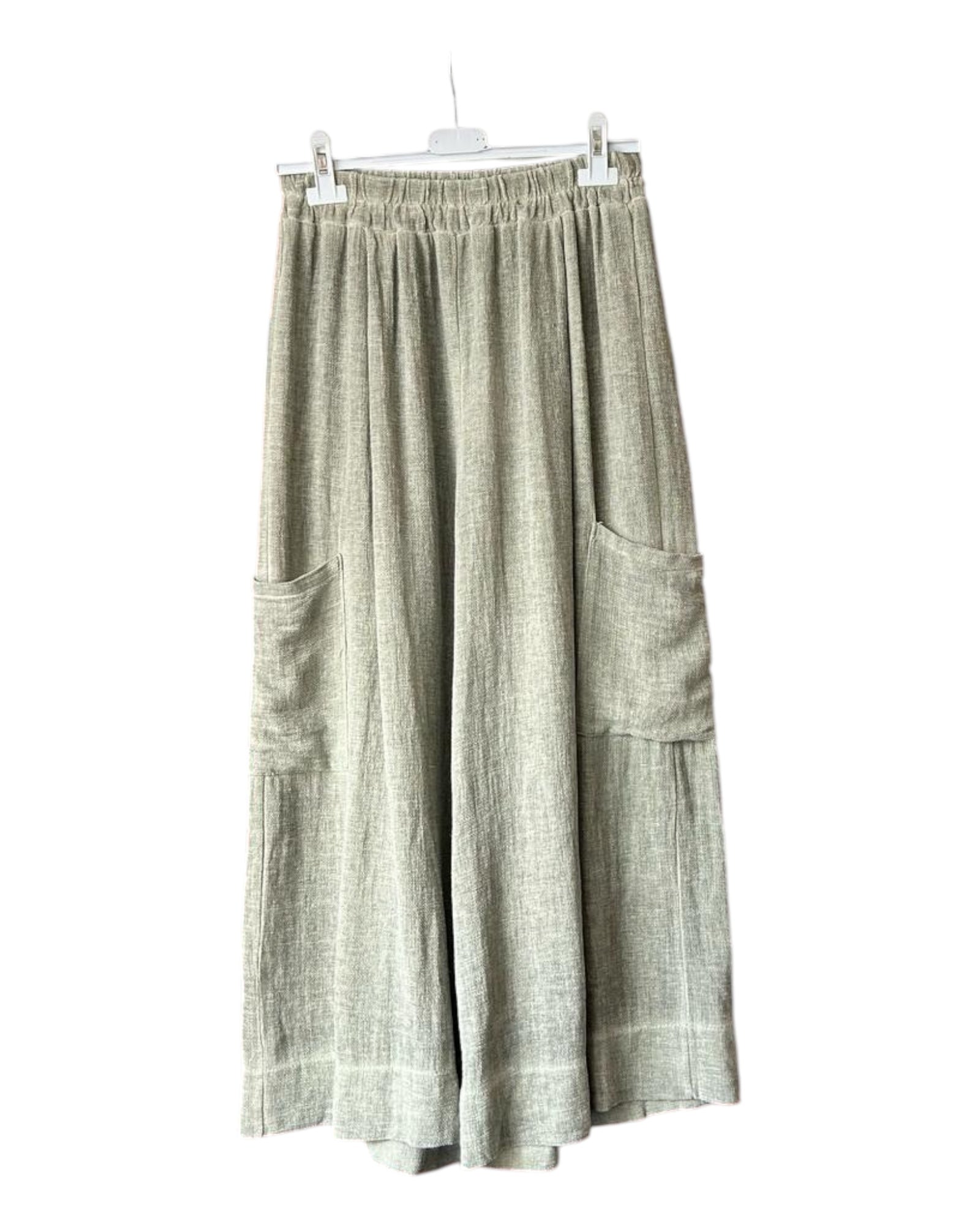 Casey range wide leg crop pocket trousers - Khaki