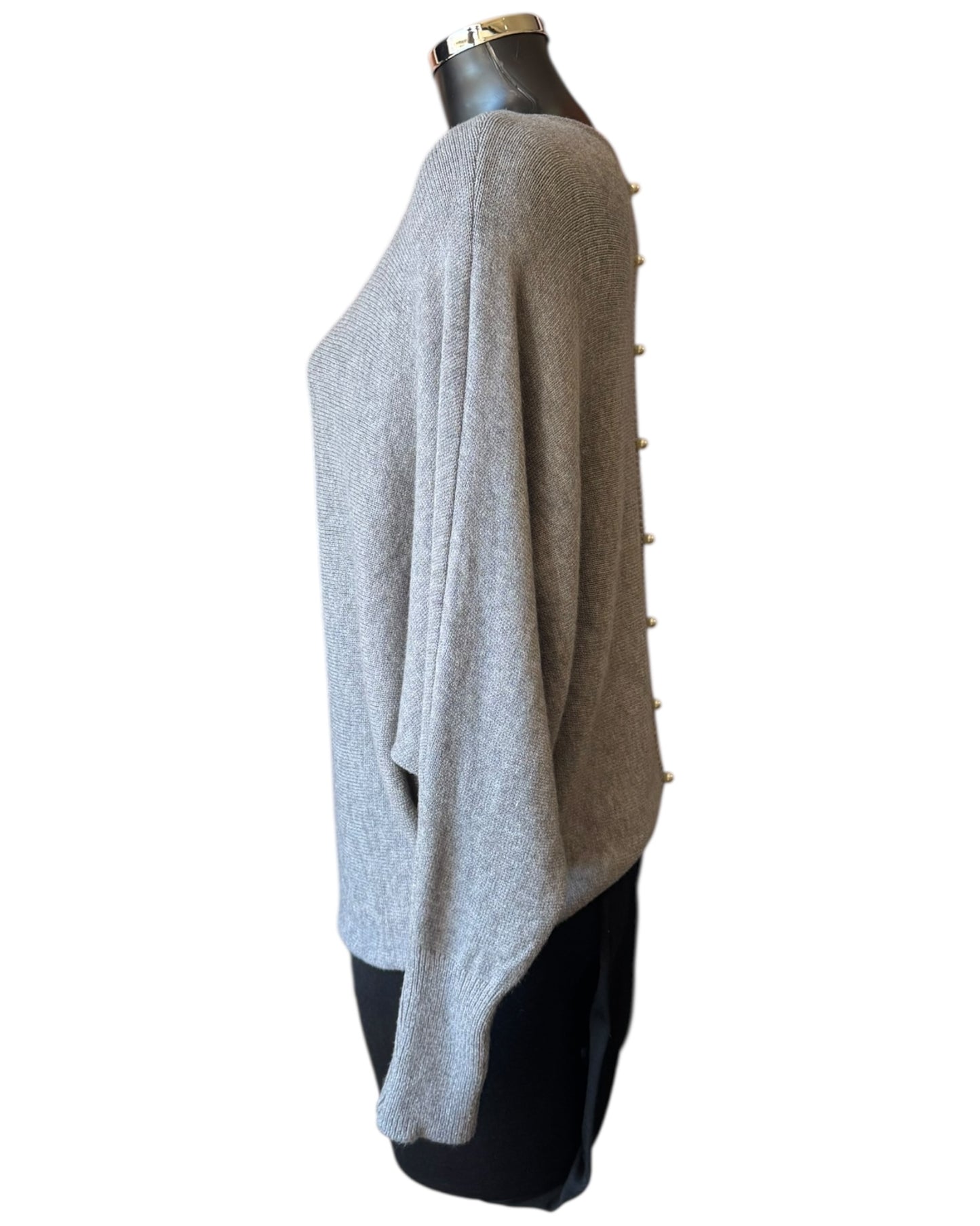 Cassie pearl back batwing jumper - Grey