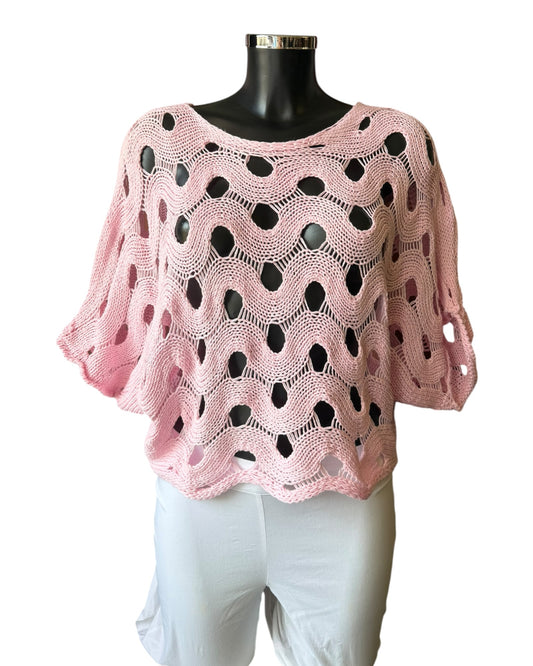 Faith open knit short jumper - Pink