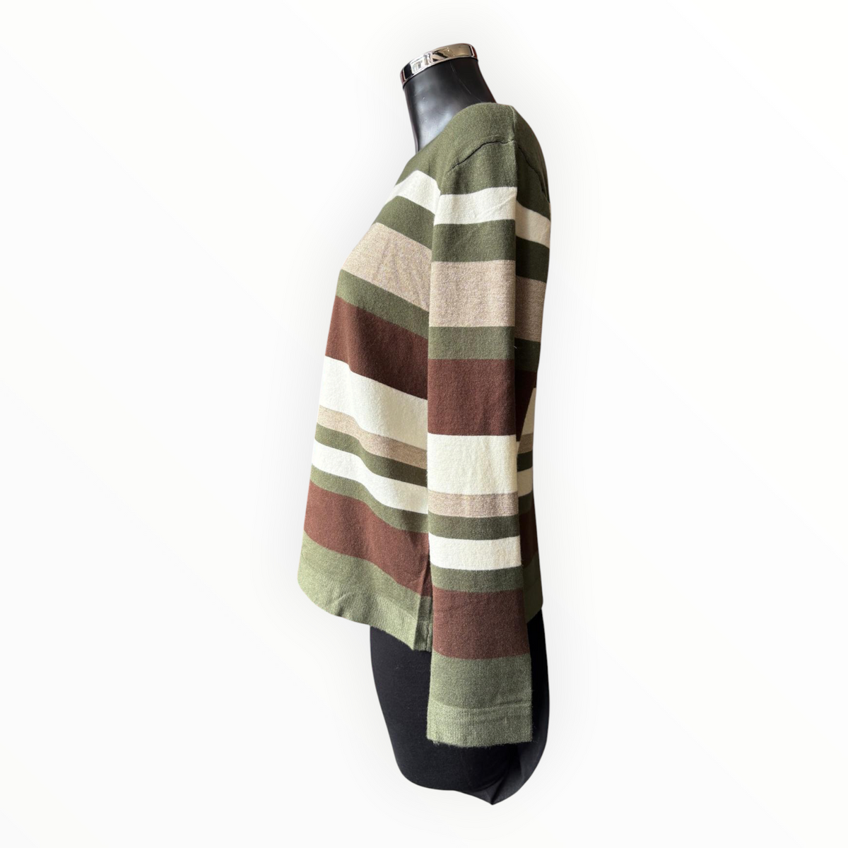 Dora multi stripe fine knit jumper - Khaki mix
