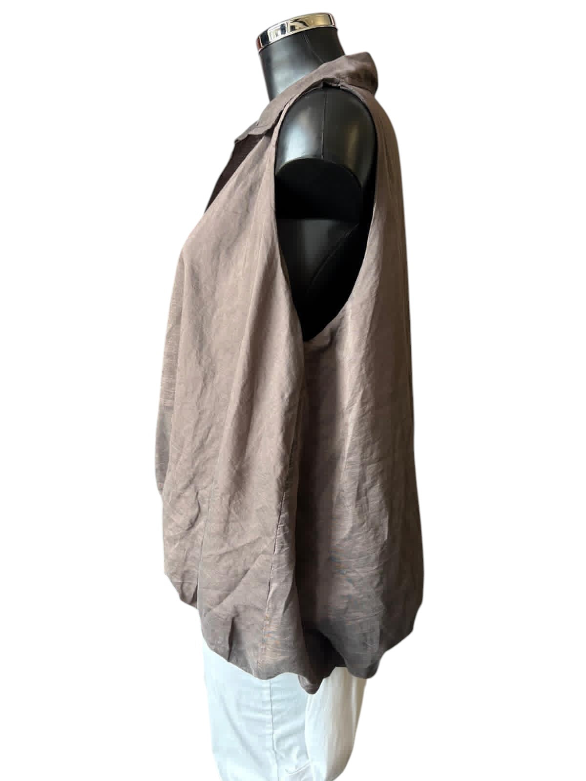 Isla range puff hem sleeveless top - Chocolate