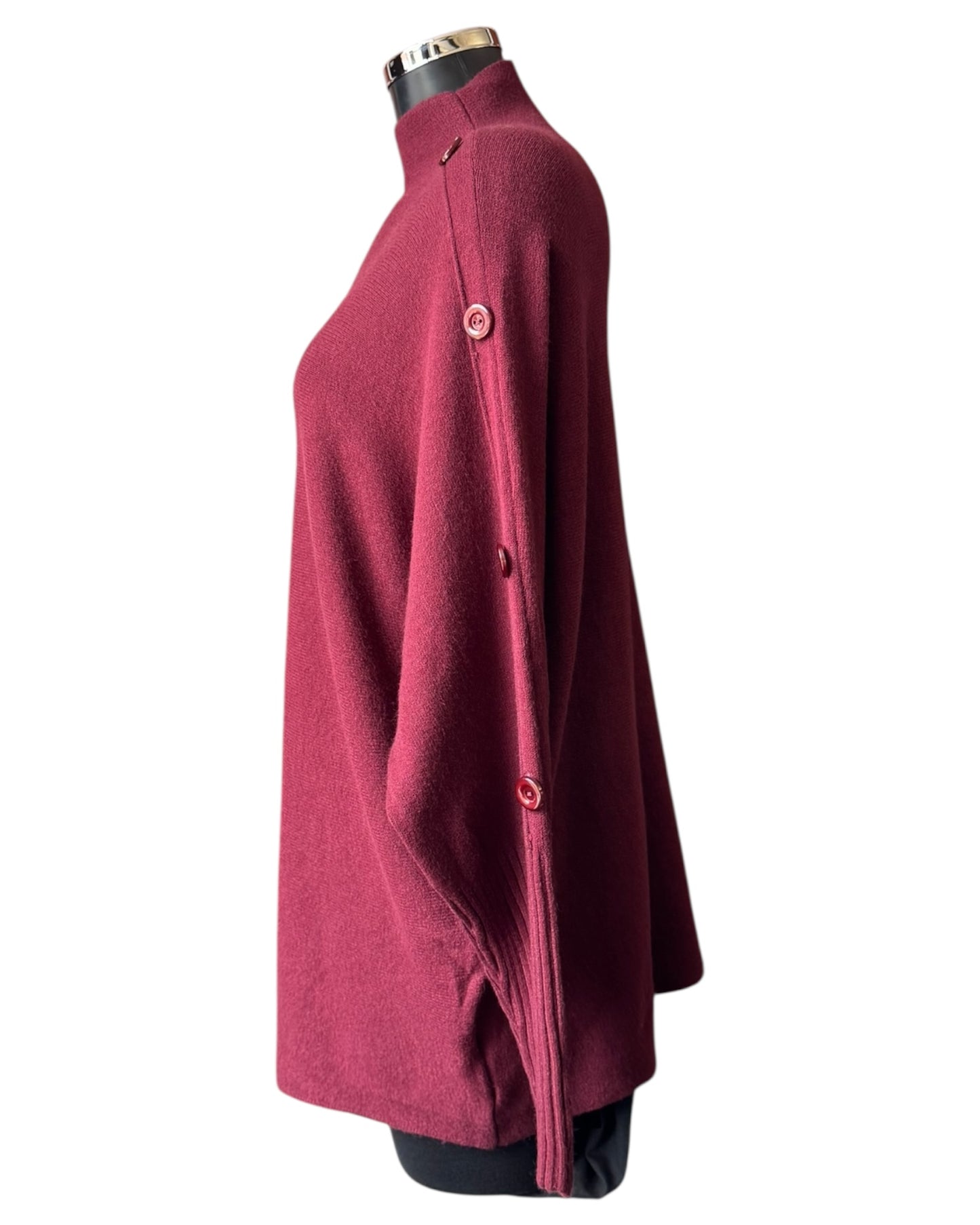 Elsie high neck button shoulder jumper - Bordeaux