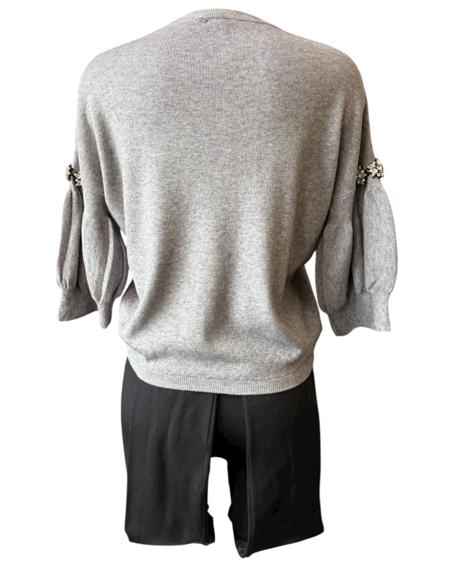 Eliza diamond puff sleeve short jumper - Grey