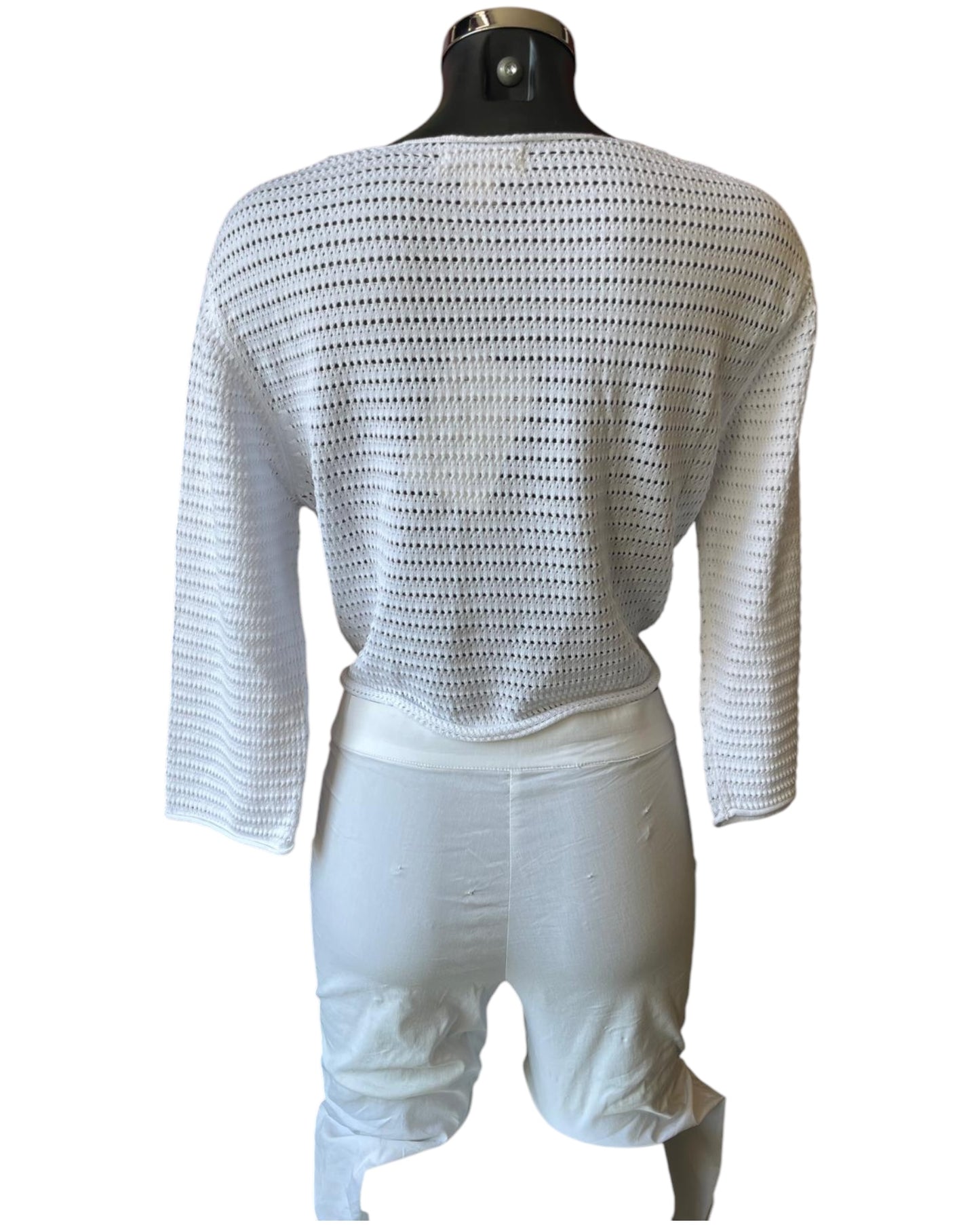 Orientique tie knit shrug - White