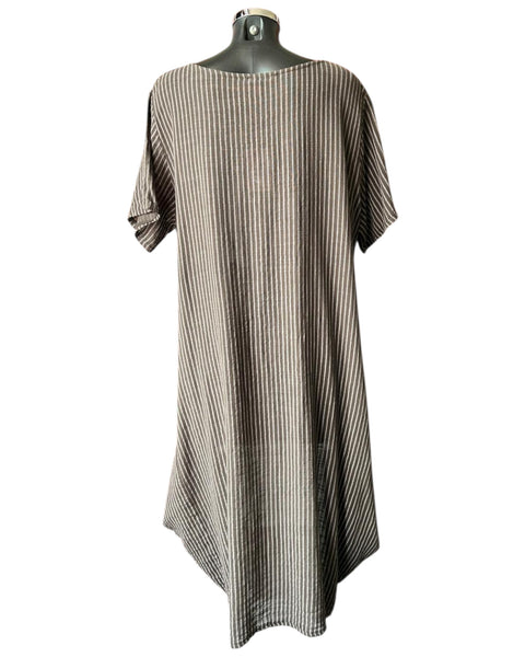 Bonnie striped long cotton dress - Chocolate