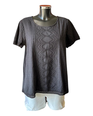 Orientique broderie cotton top - Black