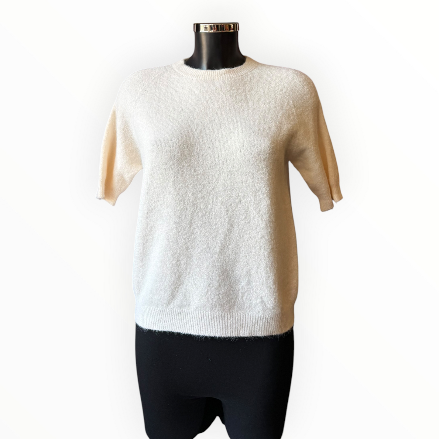 Laurie alpaca blend short sleeve jumper - Cream