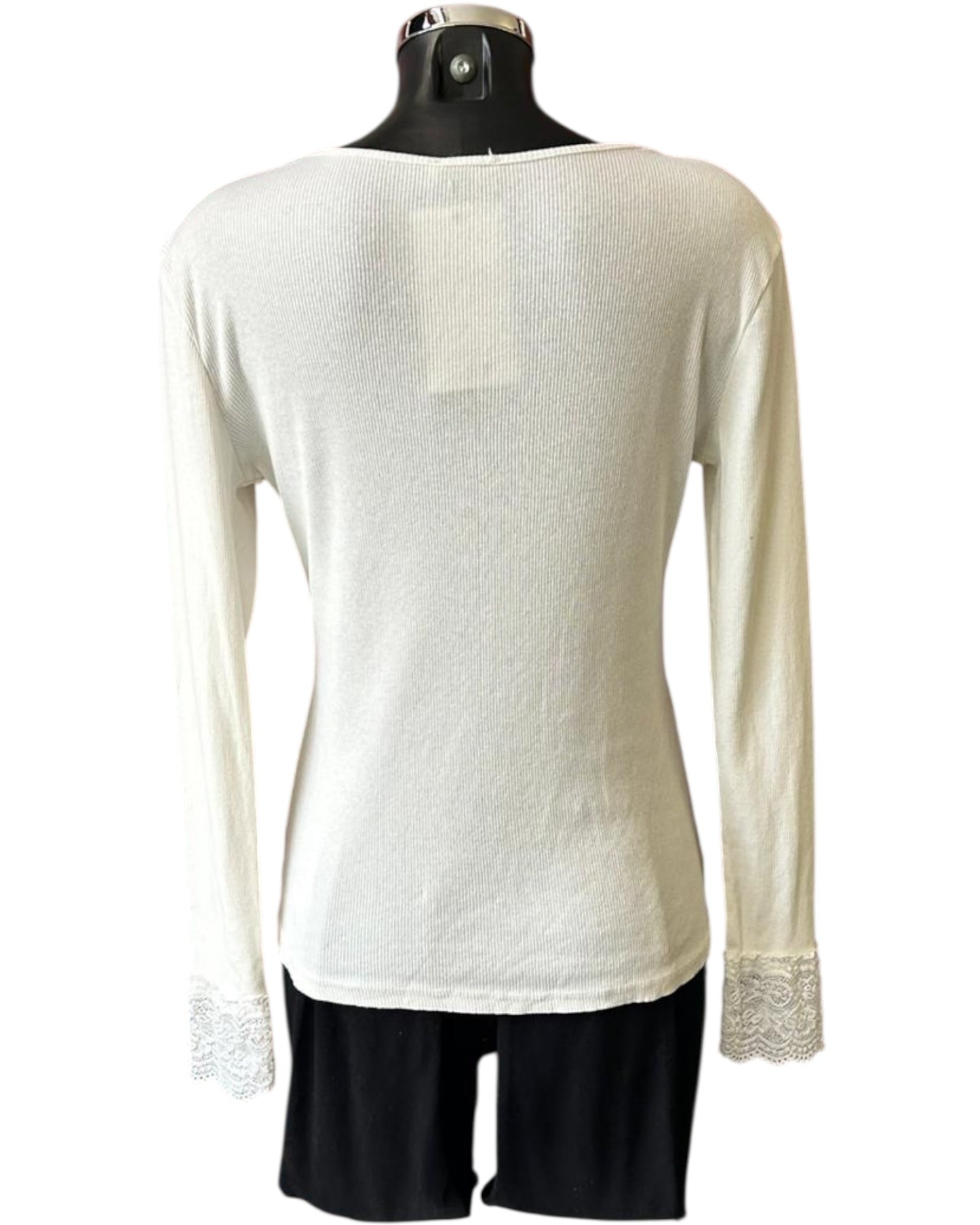 Kerri lace trim v neck top - Ivory