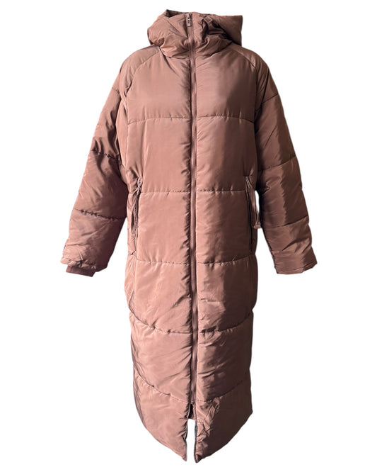Carley quilted padded winter coat - chocolate