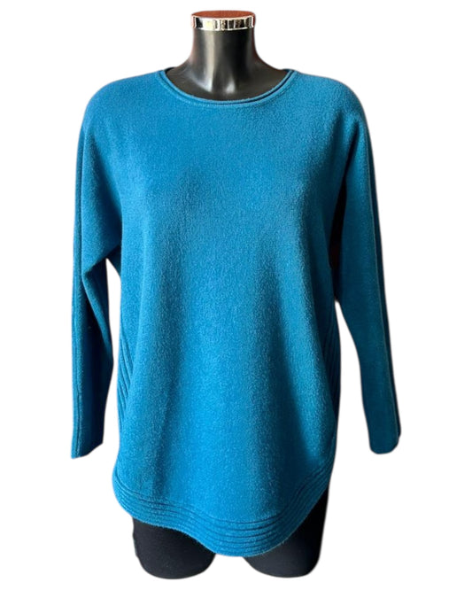 Camilla curved hem soft knitted jumper - Teal