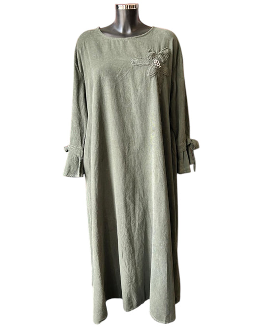 Iris corduroy relaxed fit dress - Khaki