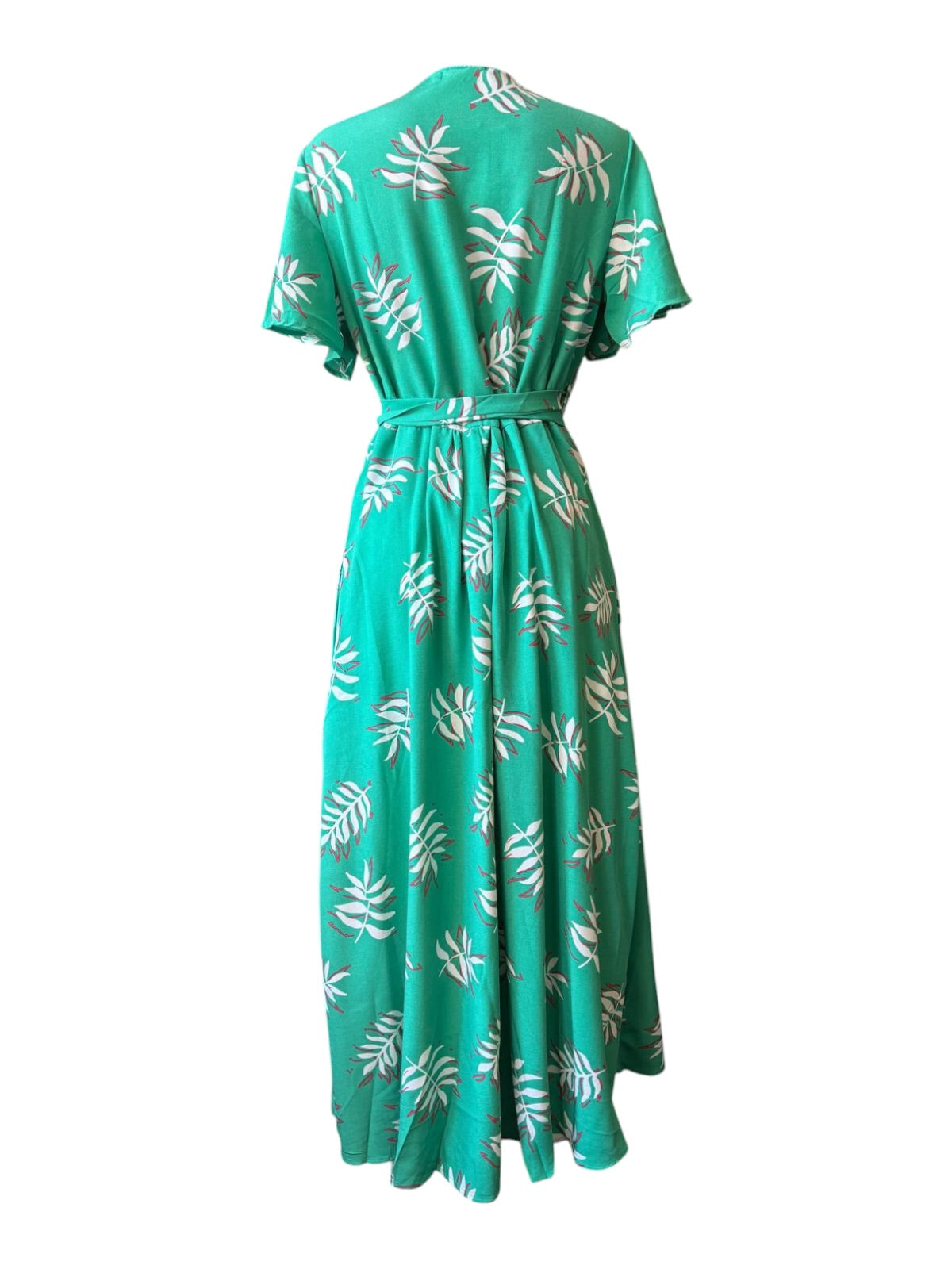 Gillian Green palm leaf wrap dress