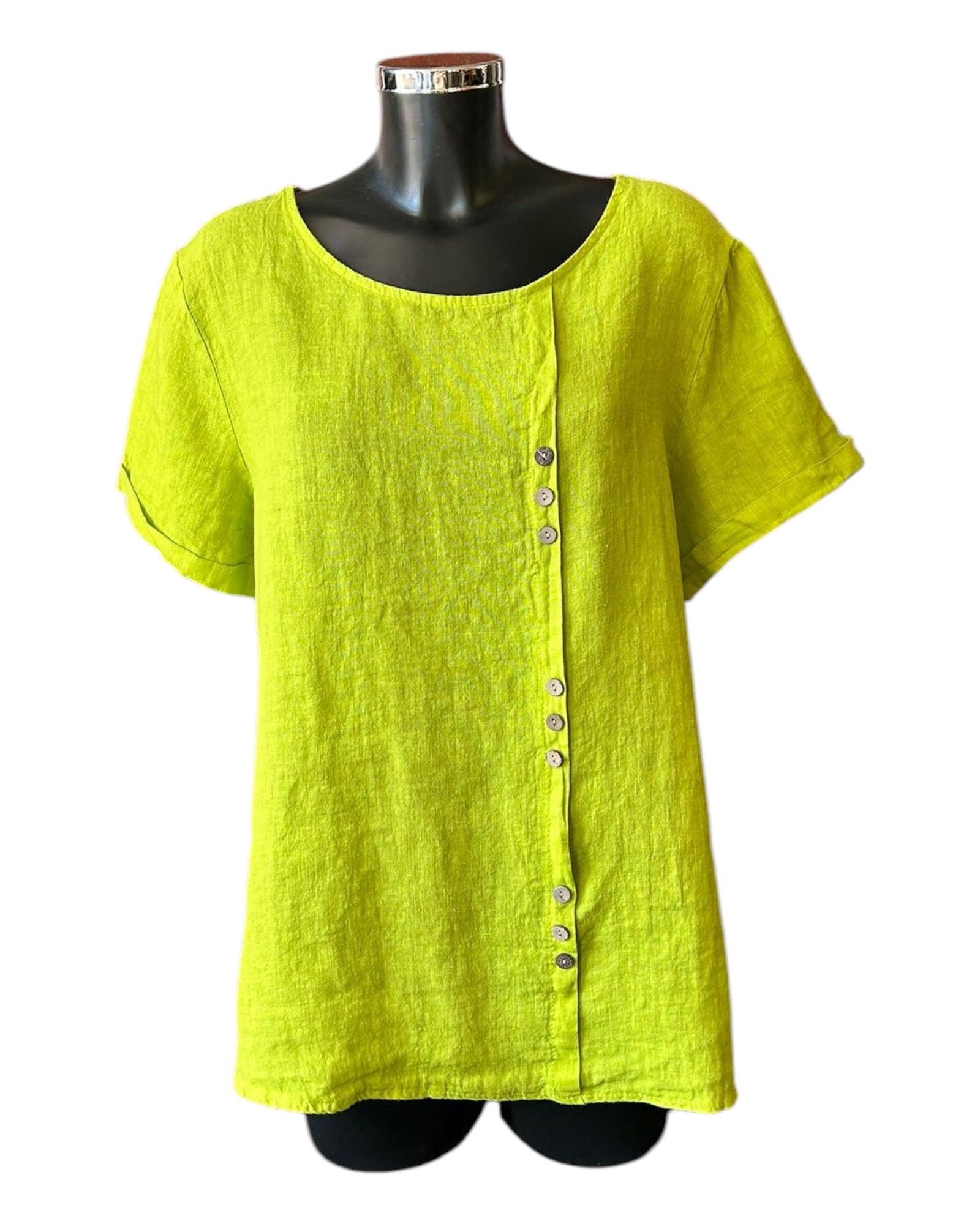 Matilda 9 button linen top - Lime