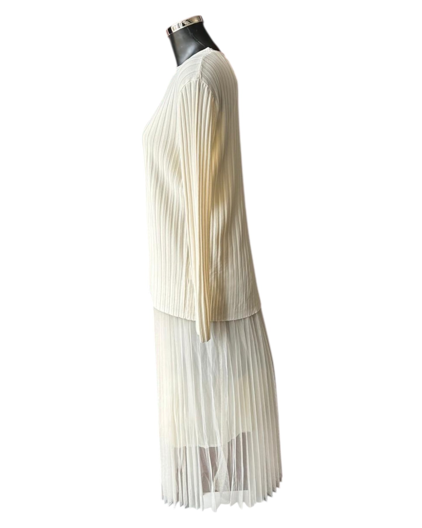 Amy fine knit 2 piece dress set - Cream