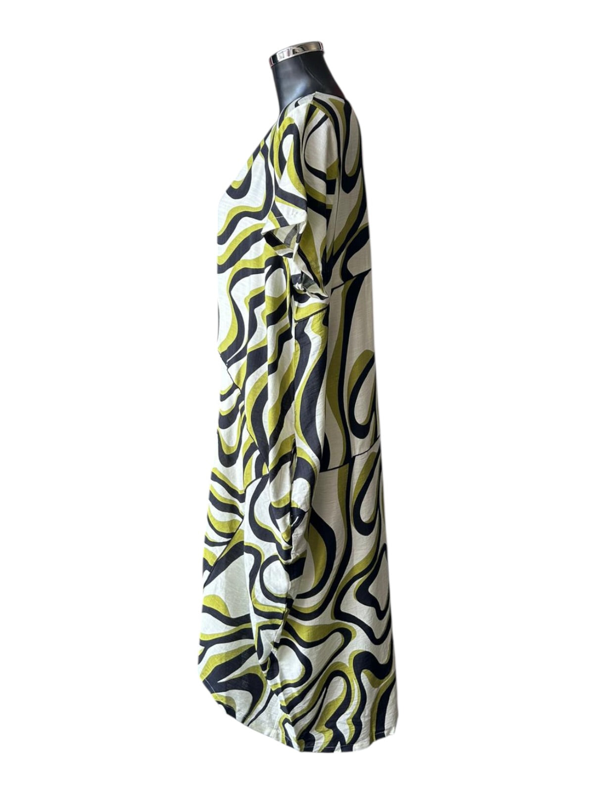 Tirelli panel print woven dress - Chartreuse swirl print