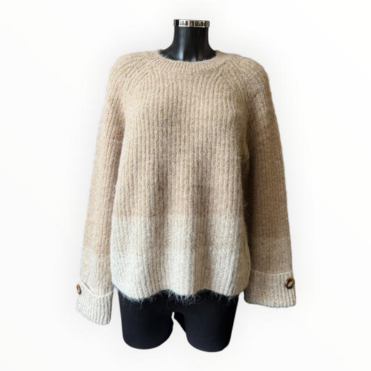 Lola sparkle knit round neck jumper - Taupe mix