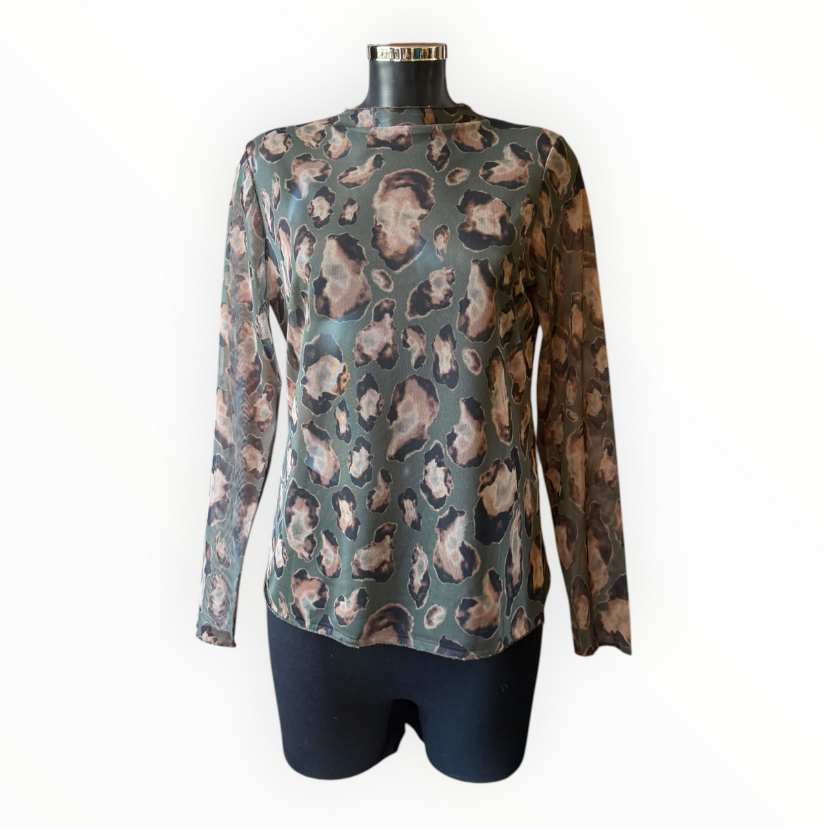 Mandy mesh top - animal khaki