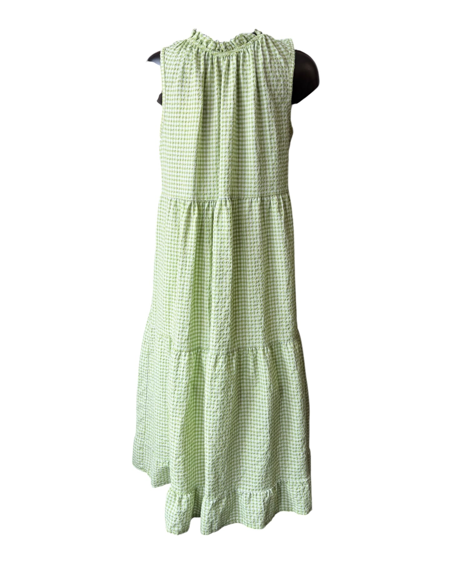 Gia gingham check tie neck dress - Lime