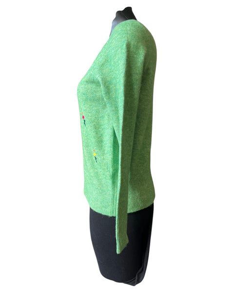 Nina embroidered flower jumper - Green