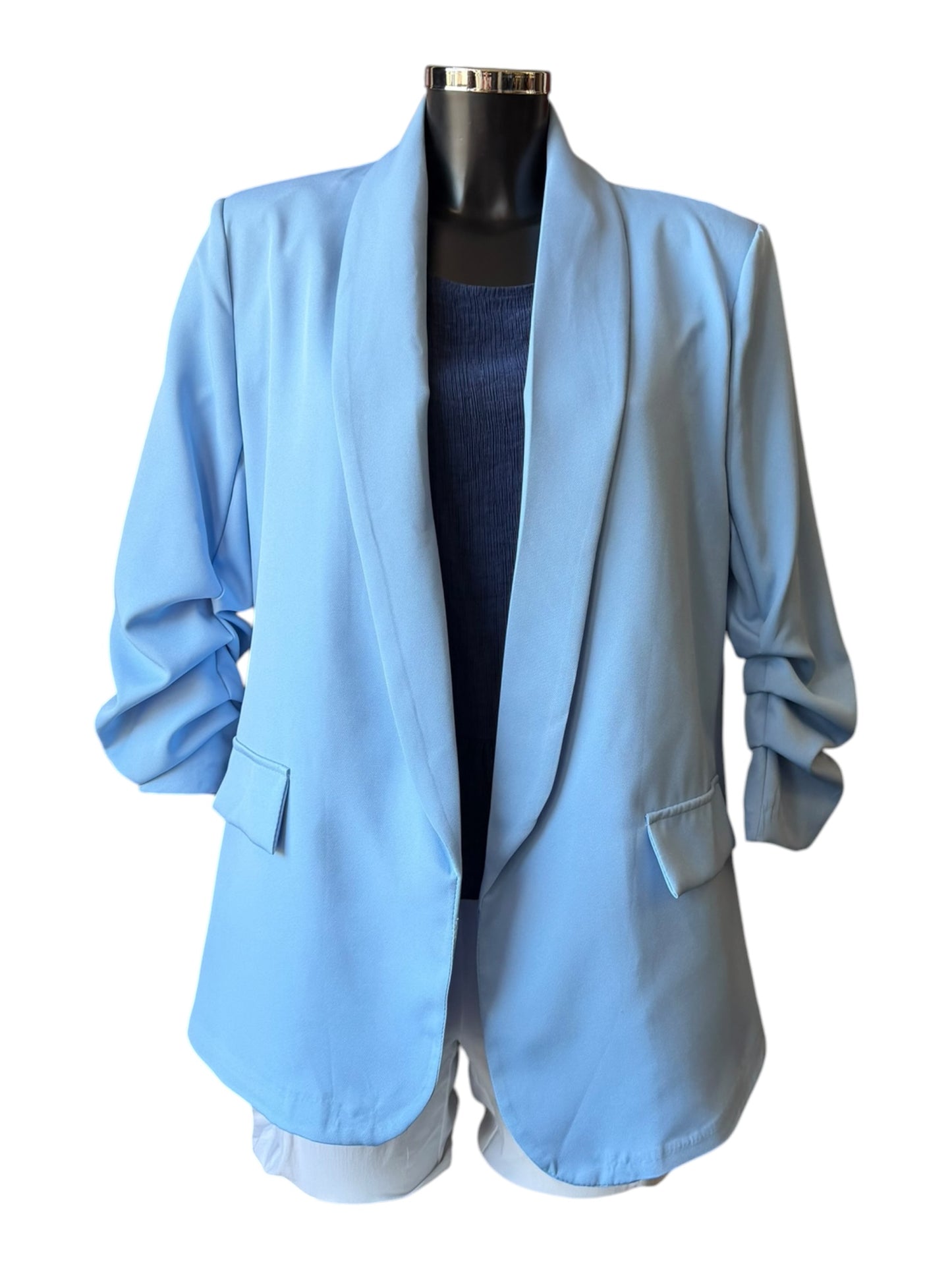 Betsy rouched sleeve blazer - Blue