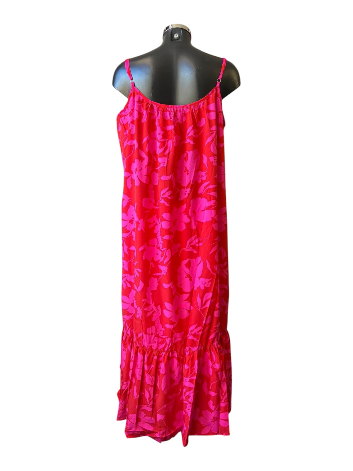 Erica tropical floral midi slip dress red/pink