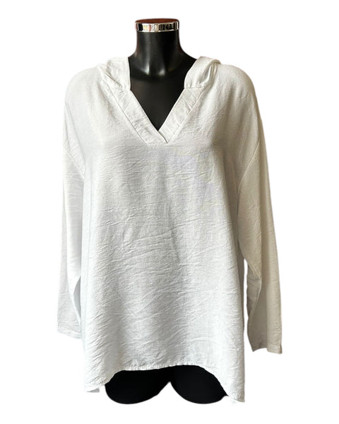 Jenny hooded tunic top - White