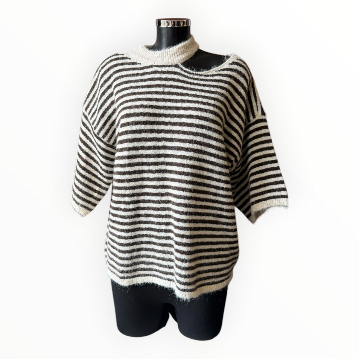 Emmy striped cut out detail jumper - Chocolate