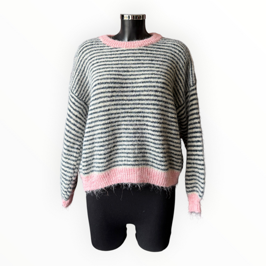 Lorna striped soft knit jumper - Navy mix