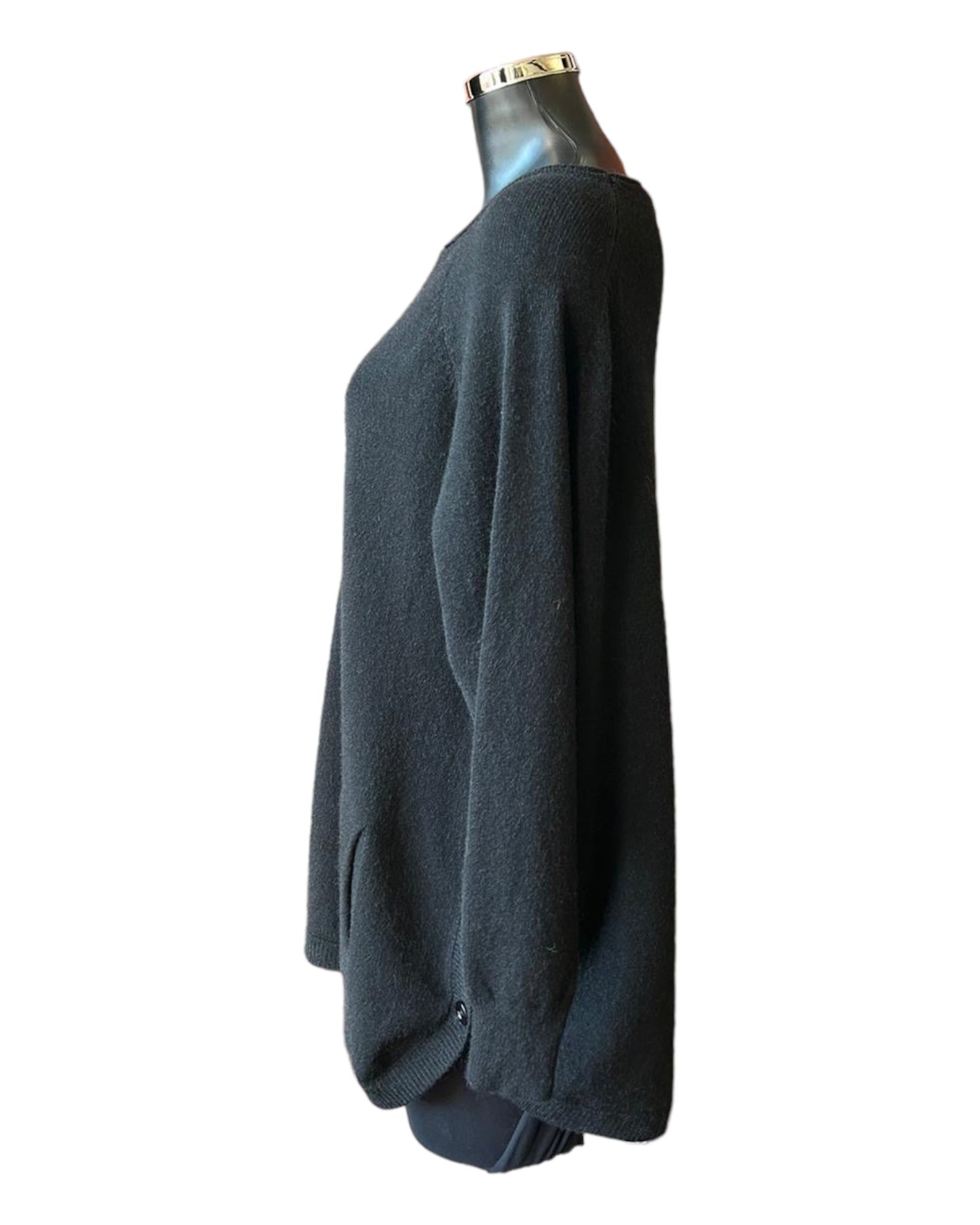 Callie button side soft knitted jumper - Black
