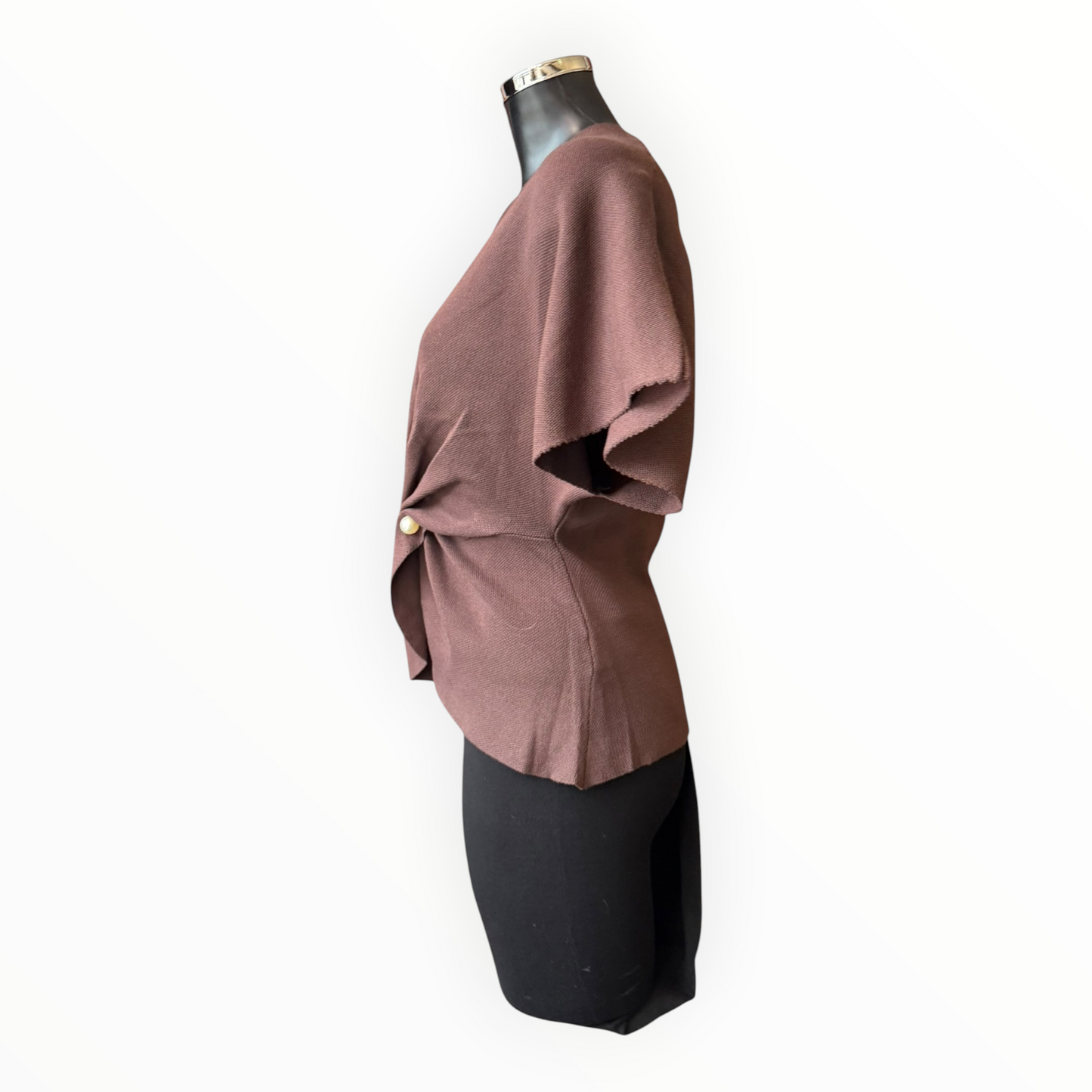 Shona wrapover pearl detail jumper - Chocolate