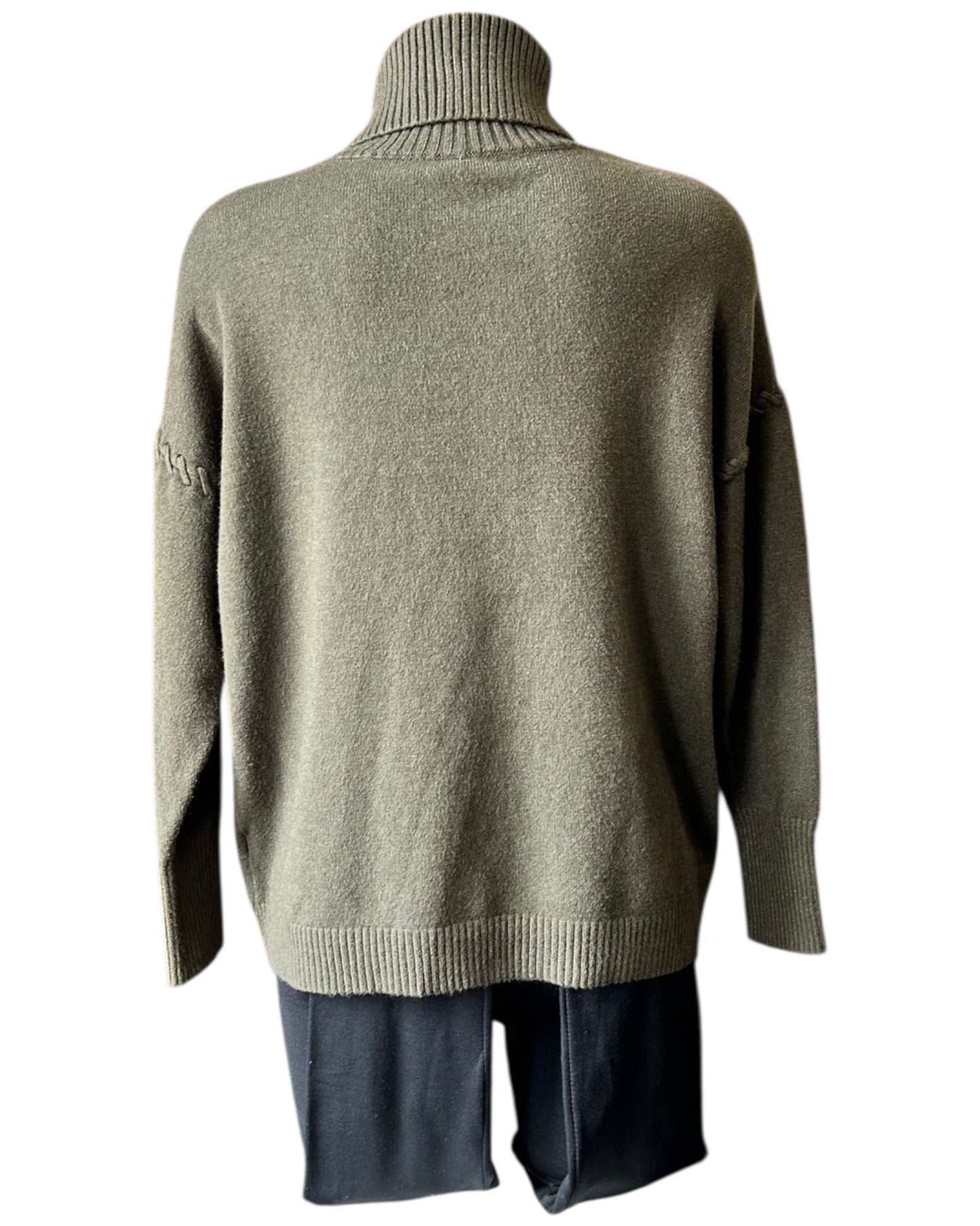 Violet blanket stitch roll neck jumper - Khaki