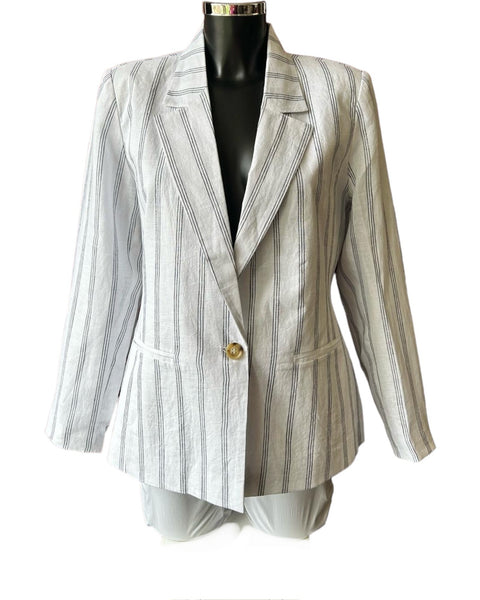 Foil blazing saddles linen blazer in white linear