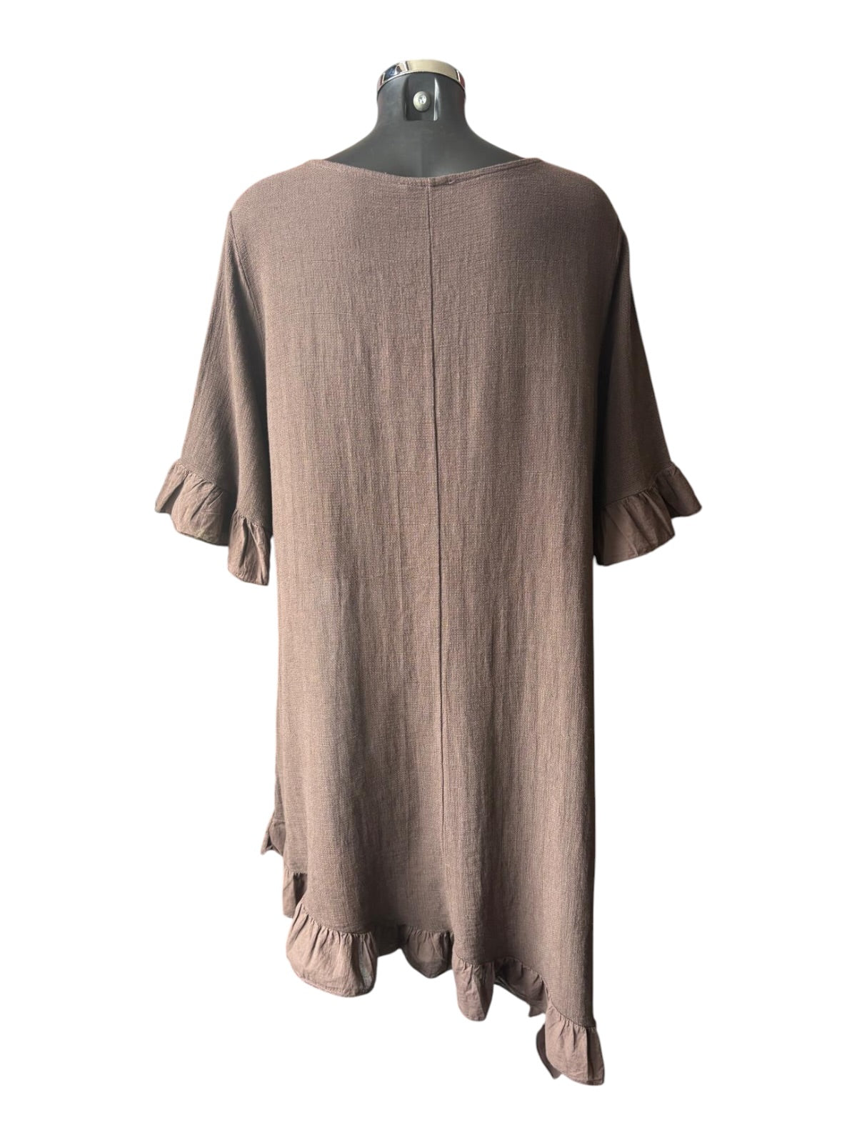 Casey range tunic asymmetric frill hem - Chocolate