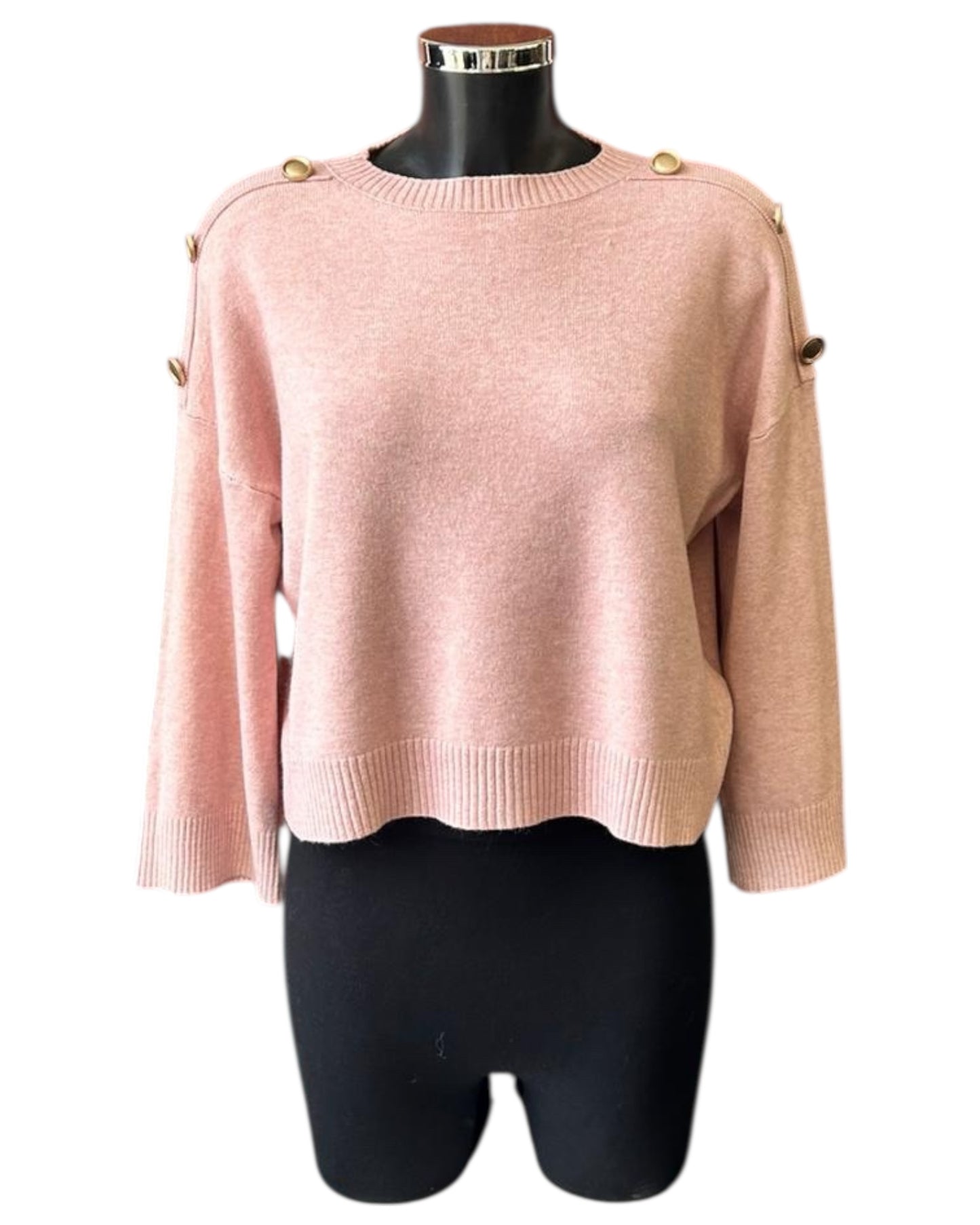 Valerie short button shoulder jumper - Pink