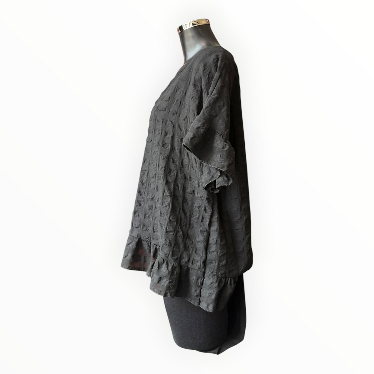 Eliza range checked frill edge top - Black
