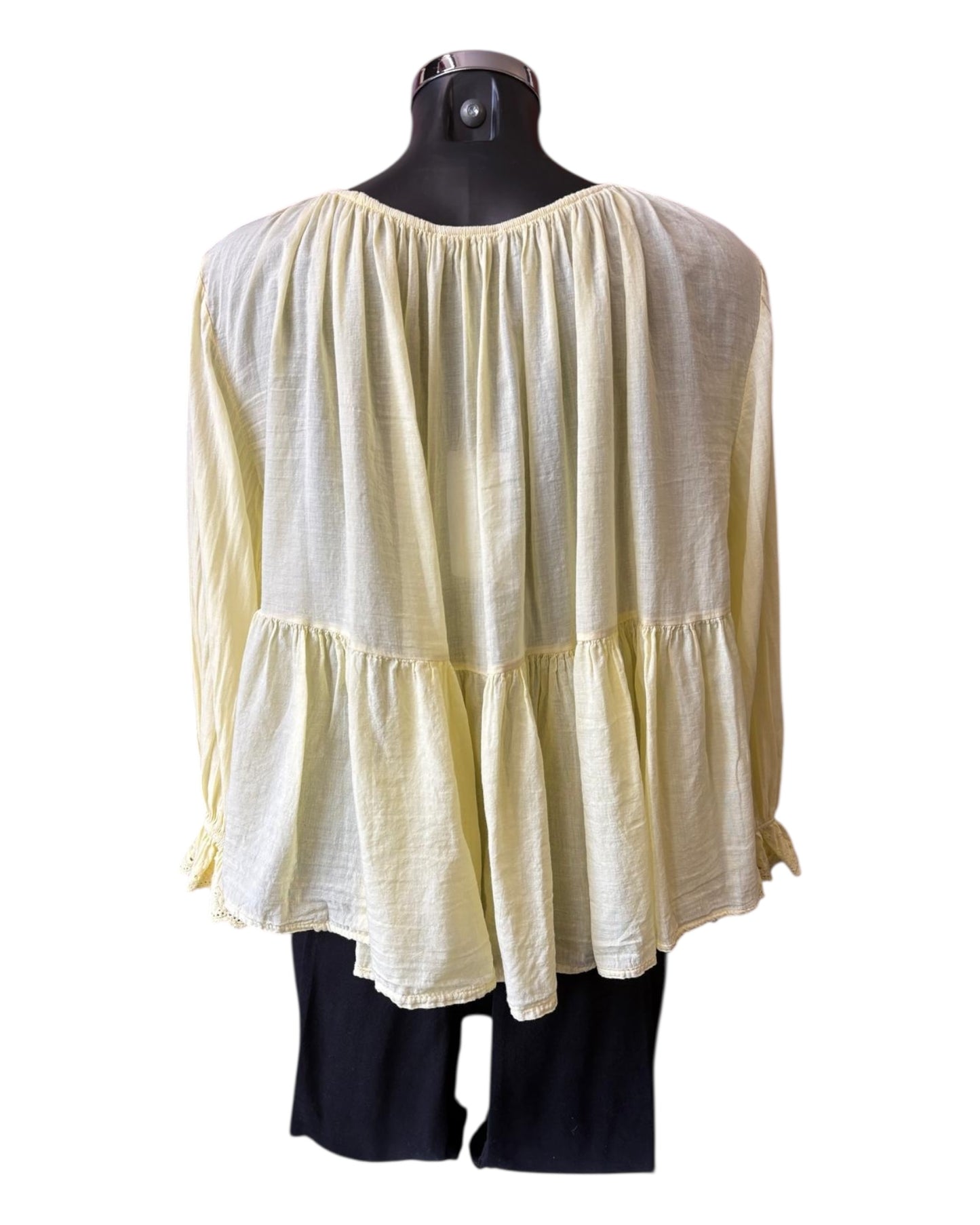 Monica tie front boho blouse - Lemon
