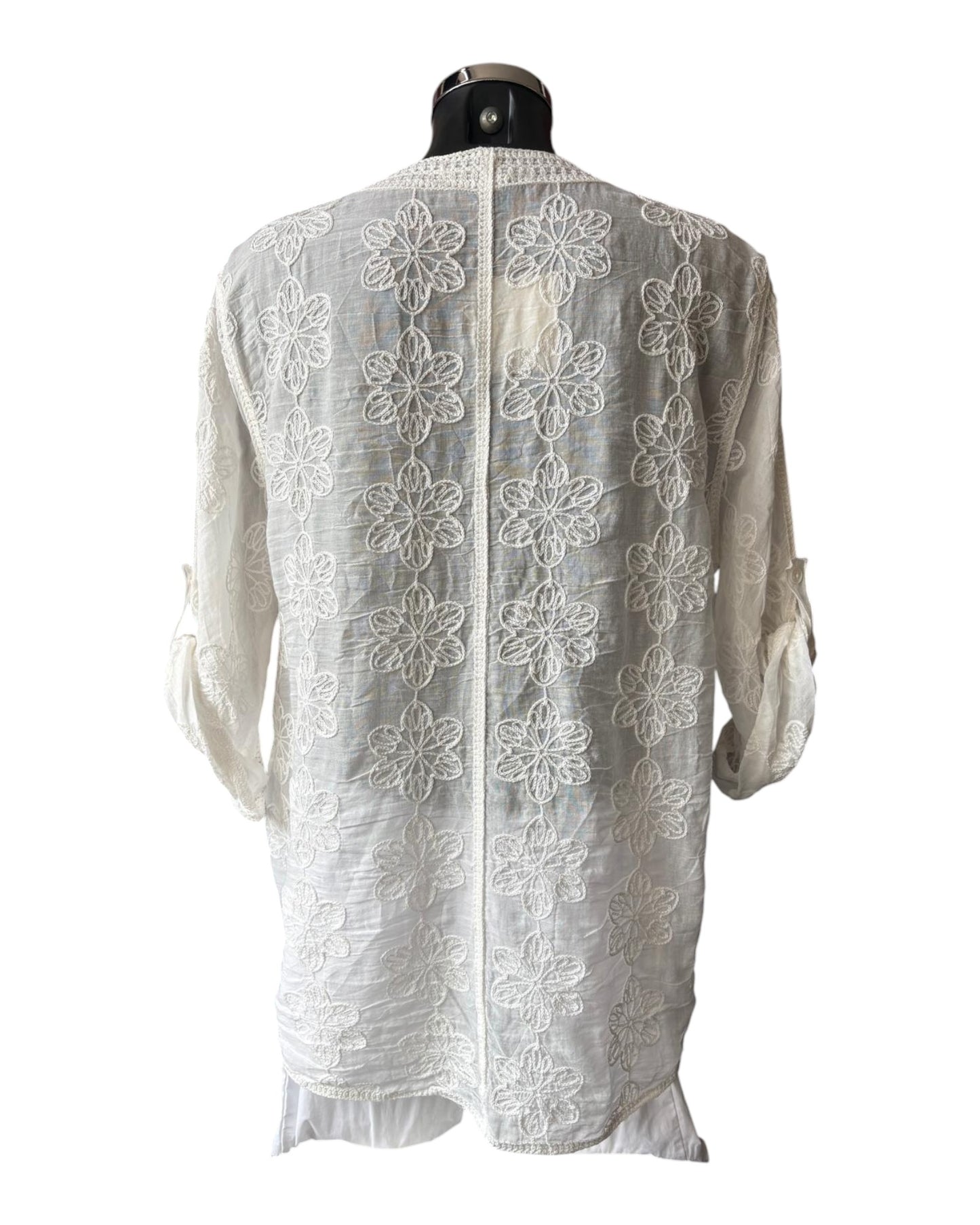 Lorna floral embroidered white shirt
