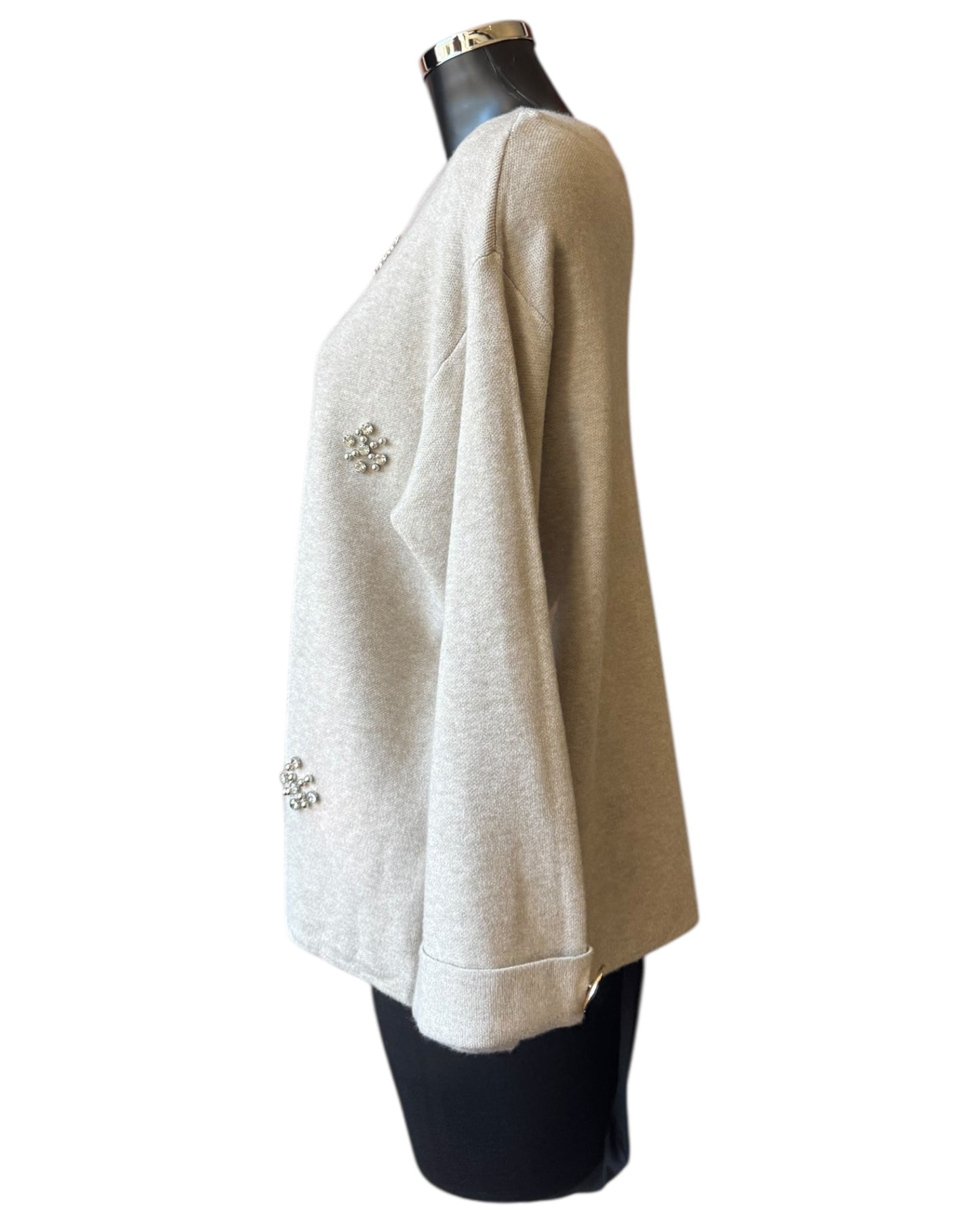 Erin embellished flower jumper - Taupe