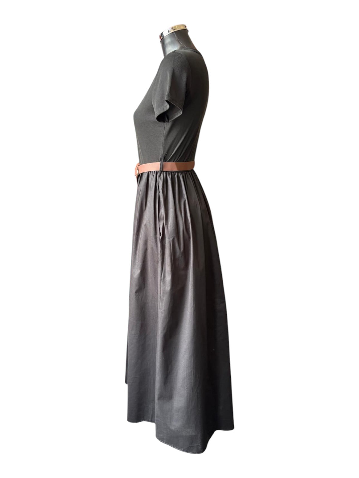 Gloria belted long dress - Black