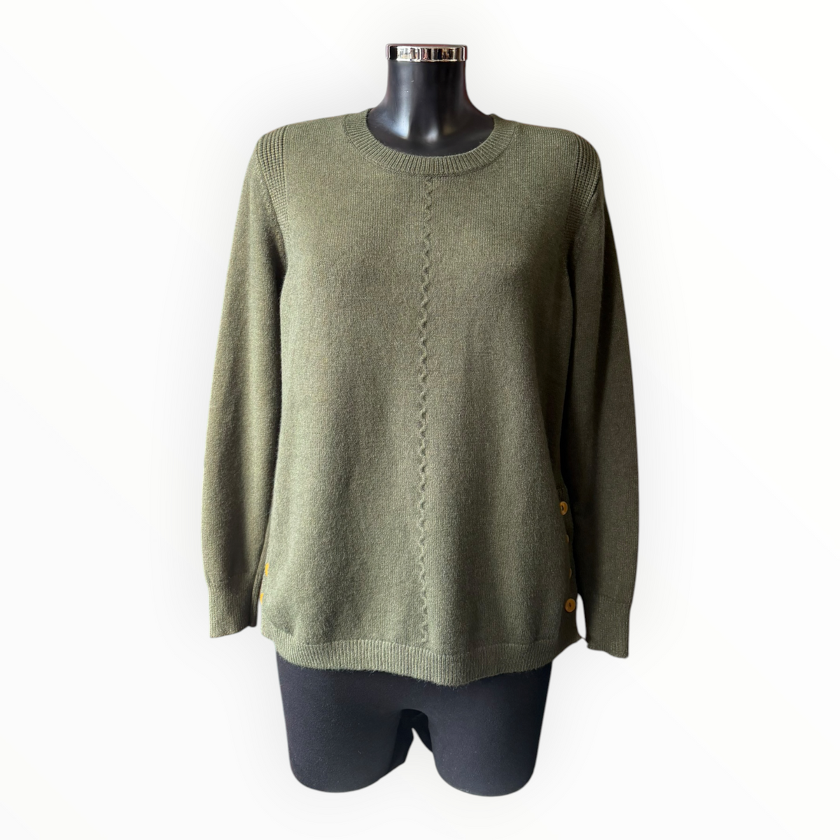 Queenie button detail jumper - Khaki
