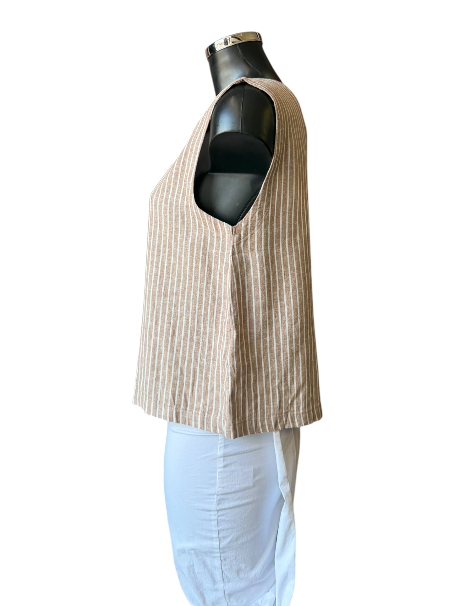 Byoung falakka o neck top - woodsmoke stripe