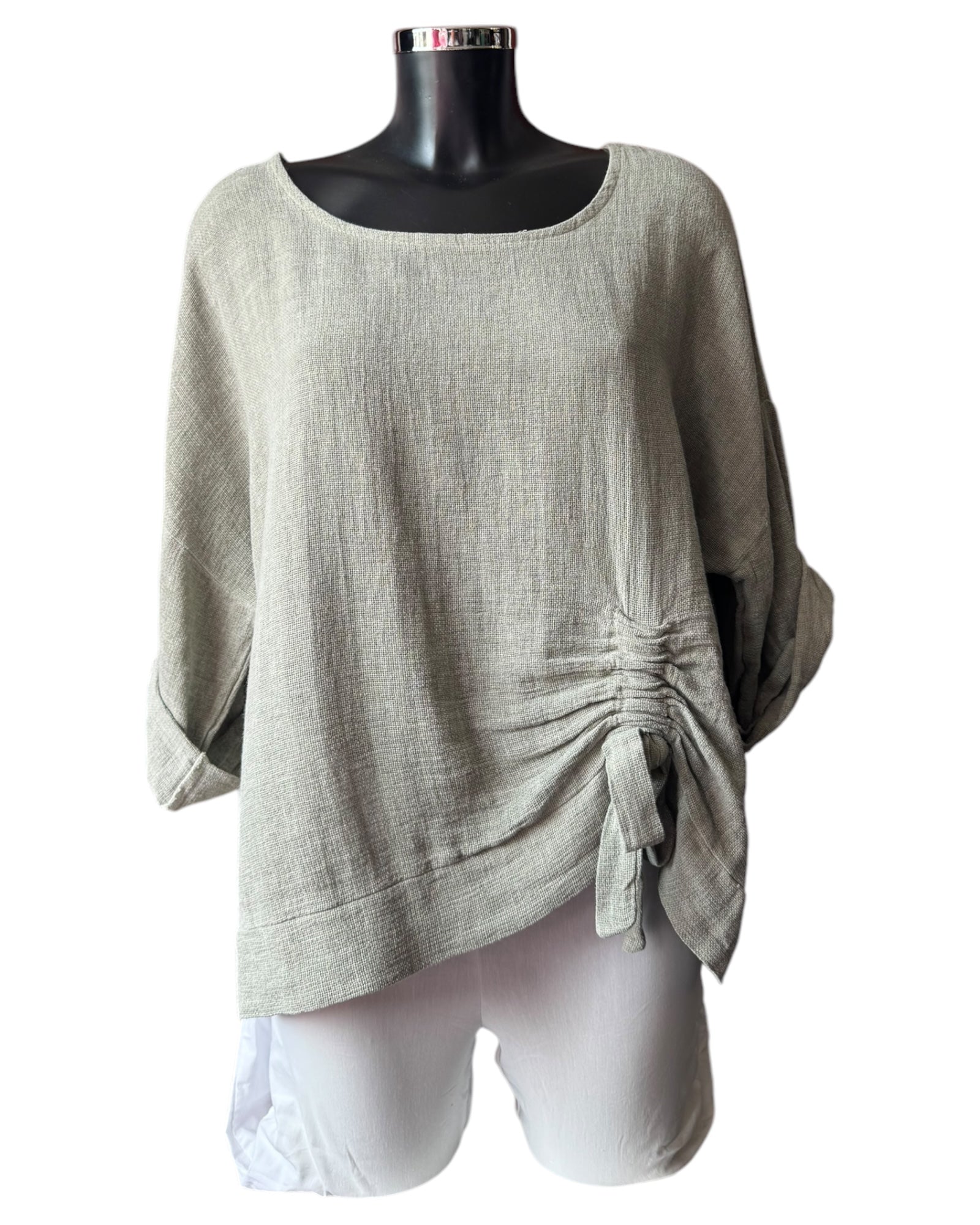 Casey range ruched side top - Khaki