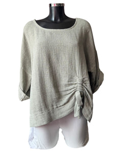 Casey range ruched side top - Khaki